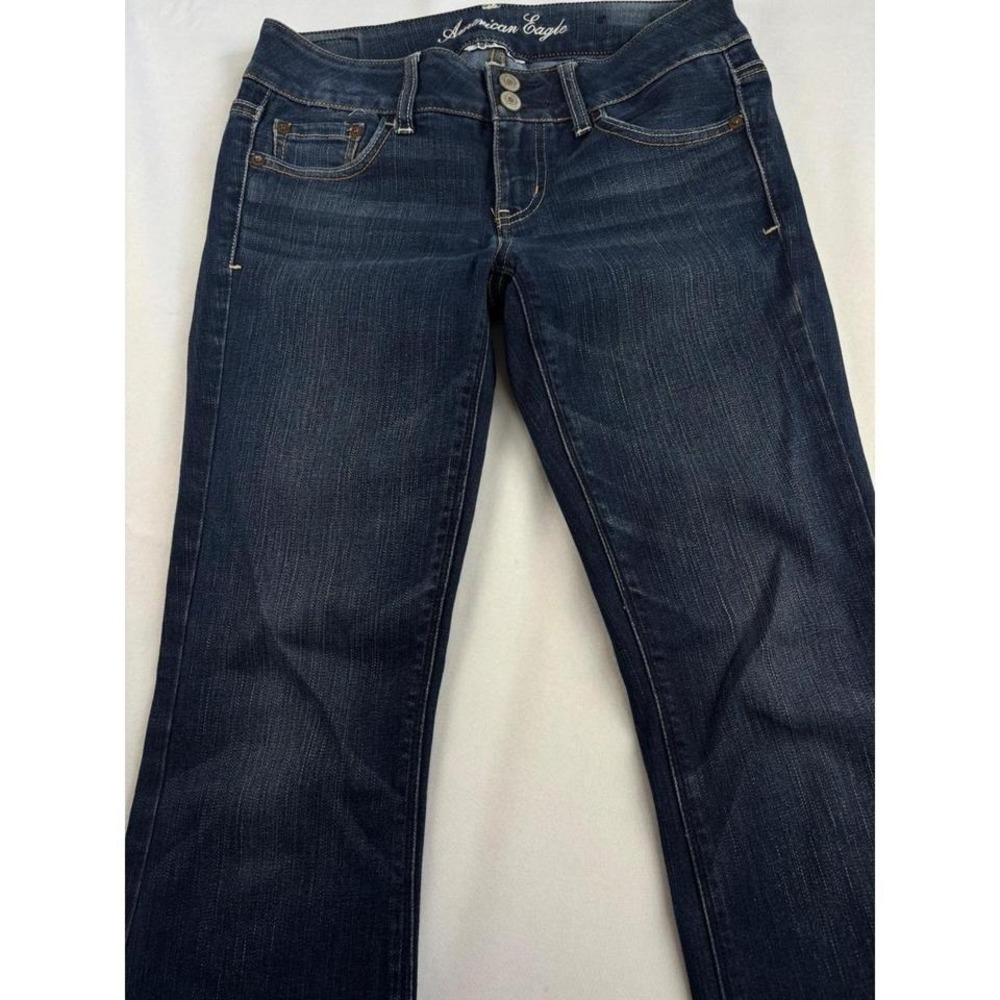 American Eagle Y2K VTG Artist Flare Jeans Dark Wash Super‎ Stretch Low Rise SZ 4 - Picture 8 of 8
